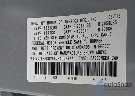 2014 Honda Accord Sport из США, поврежденный, VIN 1HGCR2F57EA002977